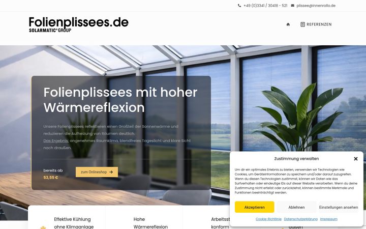 Screenshot ta' folienplissees.de