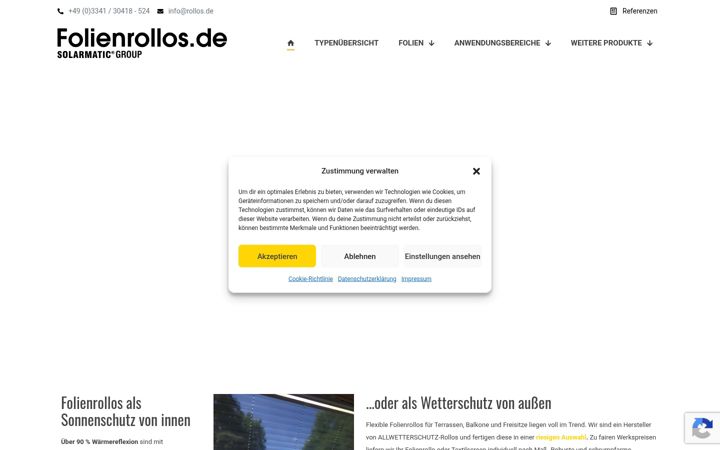 Zrzut ekranu folienrollos.de