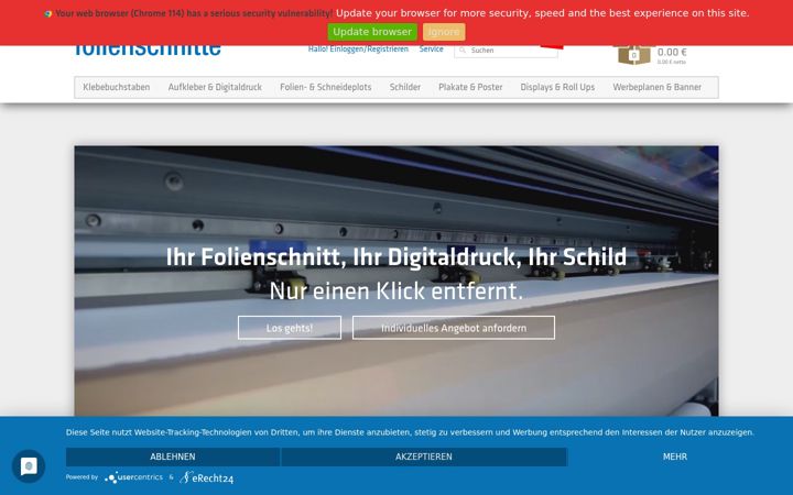 Screenshot ta' folienschnitte24.de