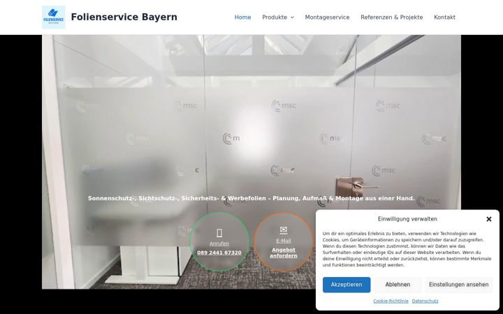 Screenshot ta' folienservice-bayern.de