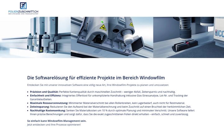 Screenshot of folienzuschnitt.com