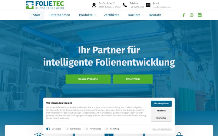 Screenshot of folietec.de