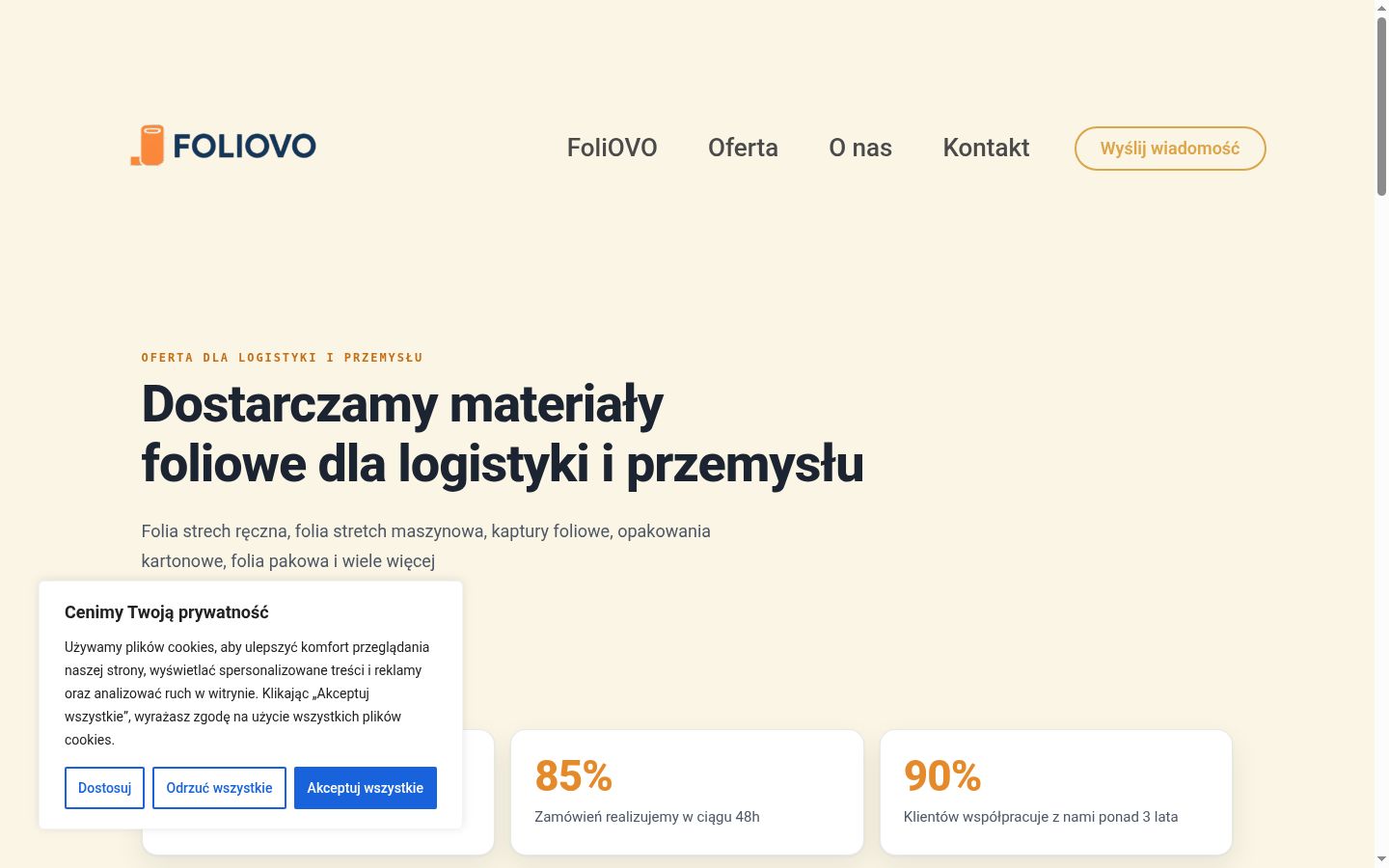 Zrzut ekranu banera zgody wyświetlanego przed jakąkolwiek interakcją
