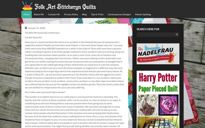 Screenshot of folkartstitcherynquilts.com