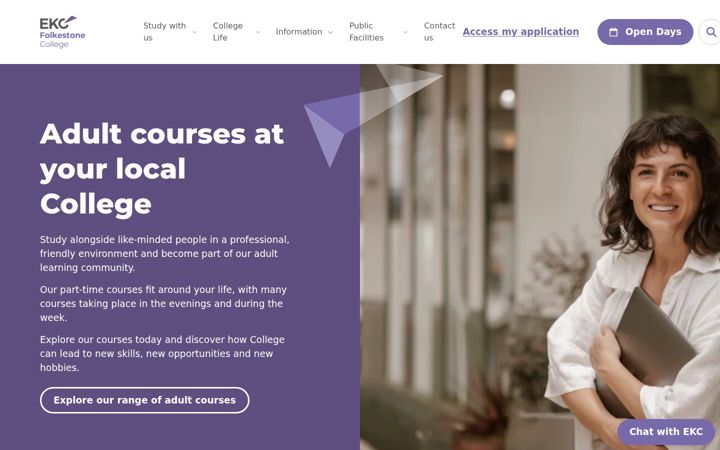 Screenshot of folkestonecollege.ac.uk