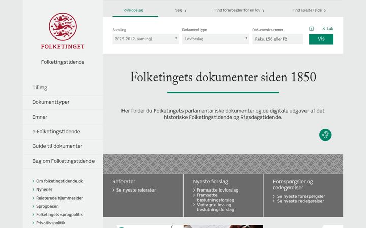 Zrzut ekranu folketingstidende.dk