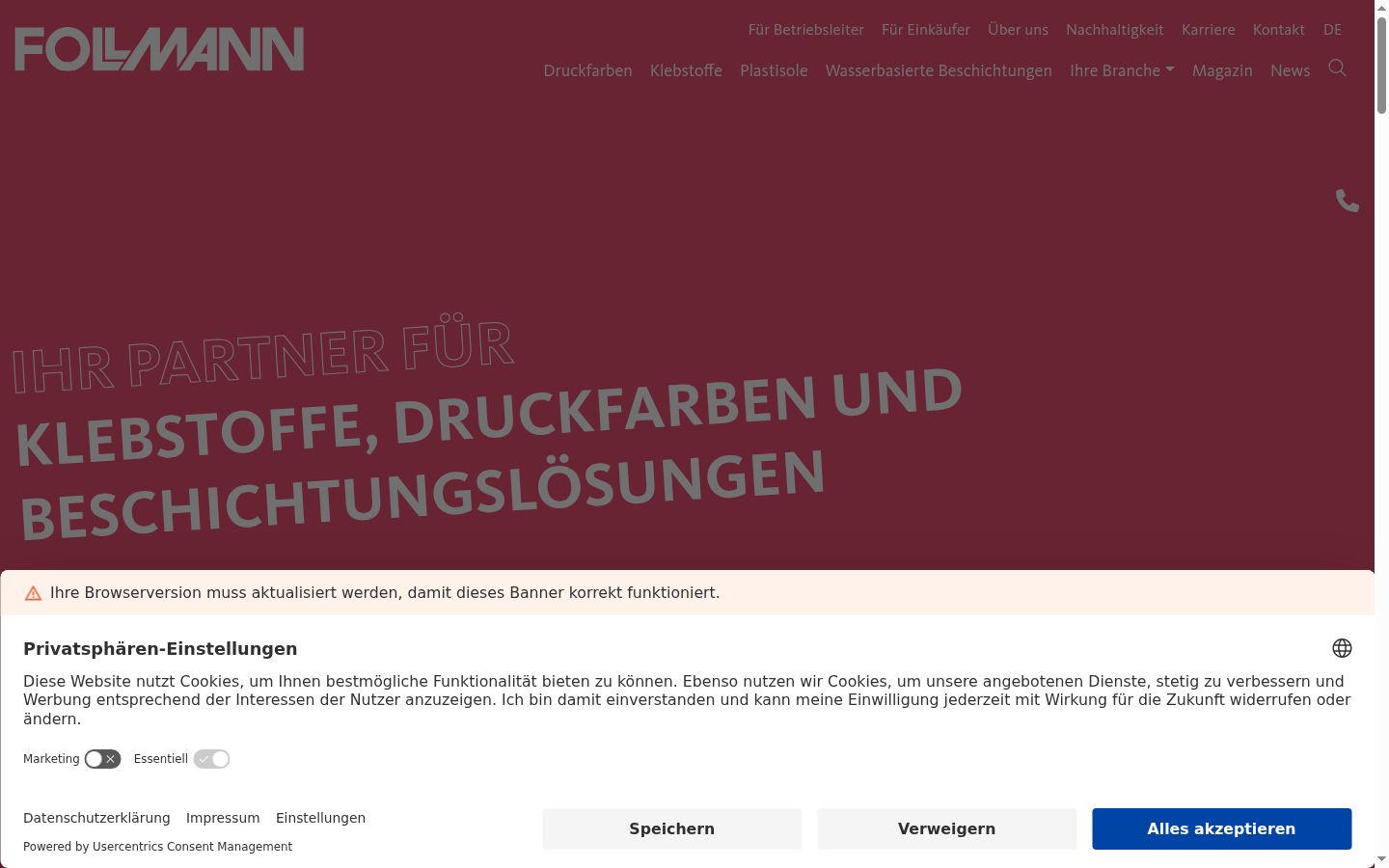 Screenshot of the consent banner shown before any interaction