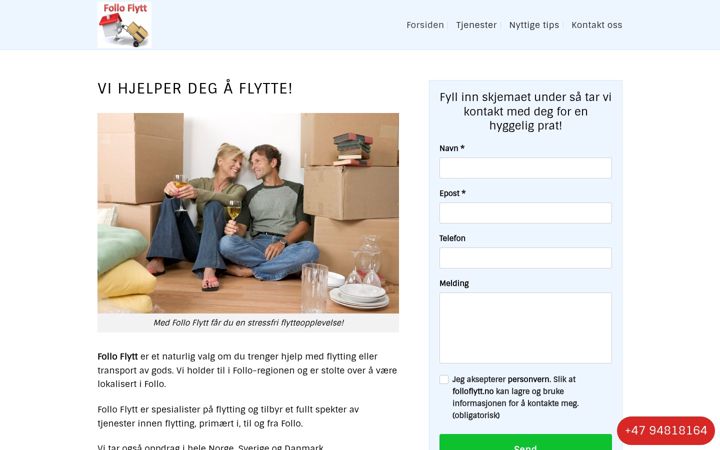 Screenshot of folloflytt.no