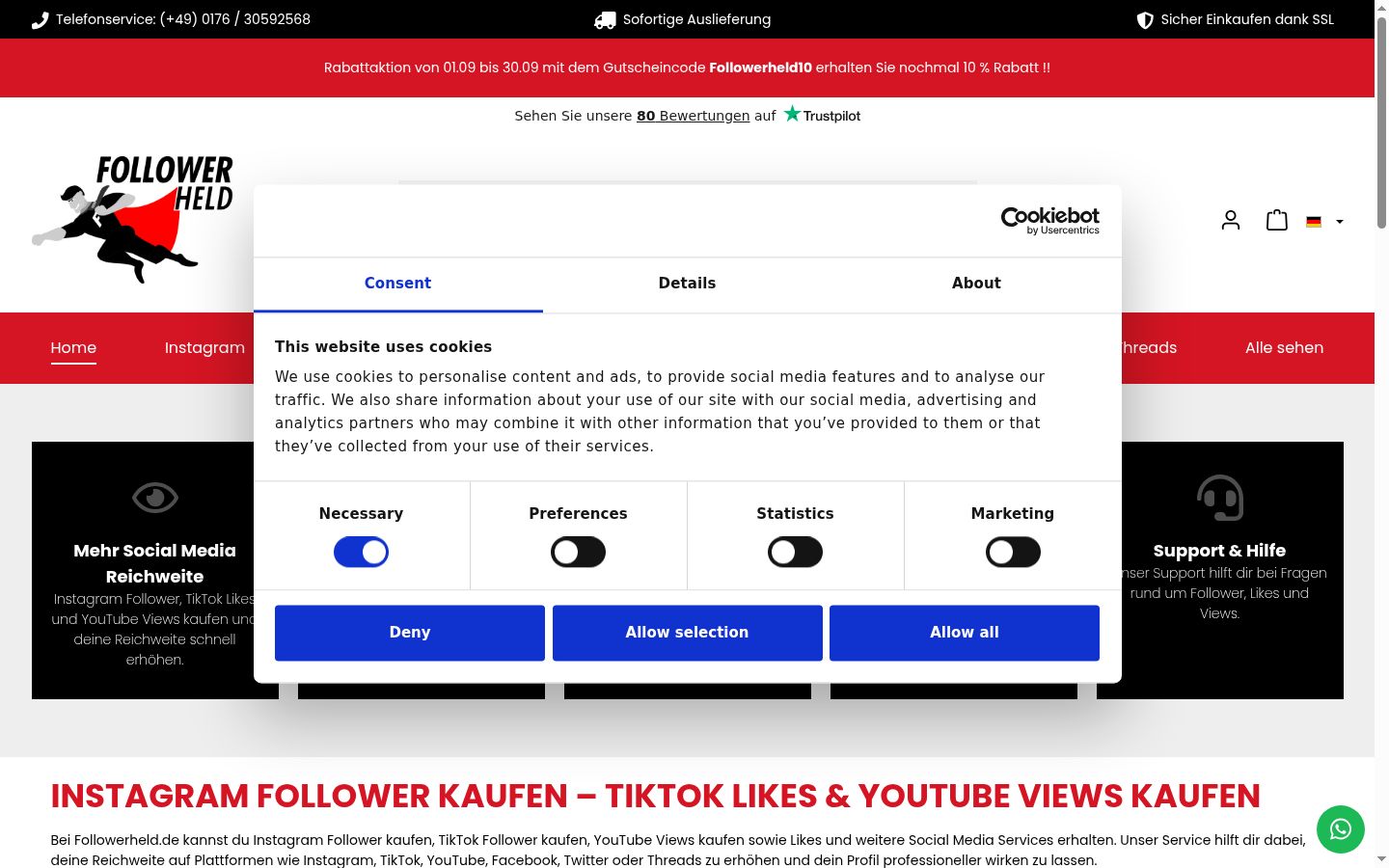 Screenshot tal-banner tal-kunsens muri qabel kwalunkwe interazzjoni
