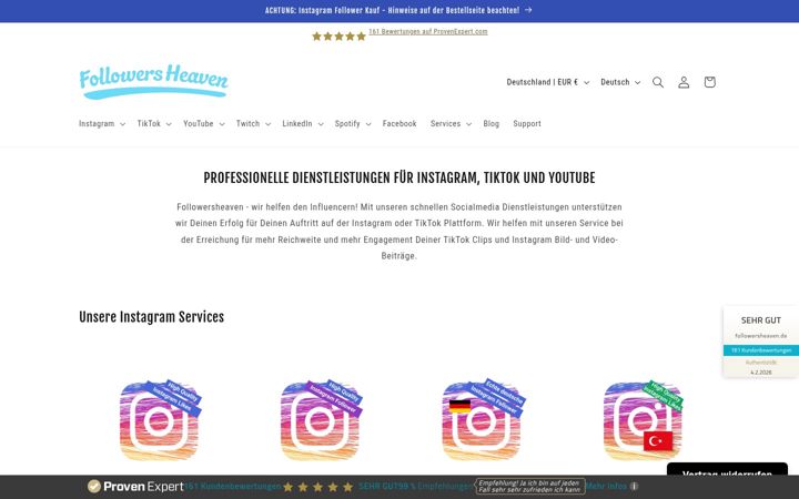 Screenshot of followersheaven.com