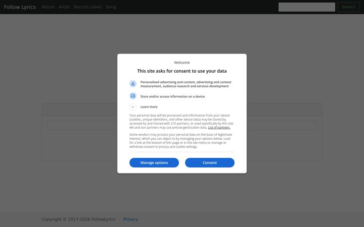 Screenshot of followlyrics.com