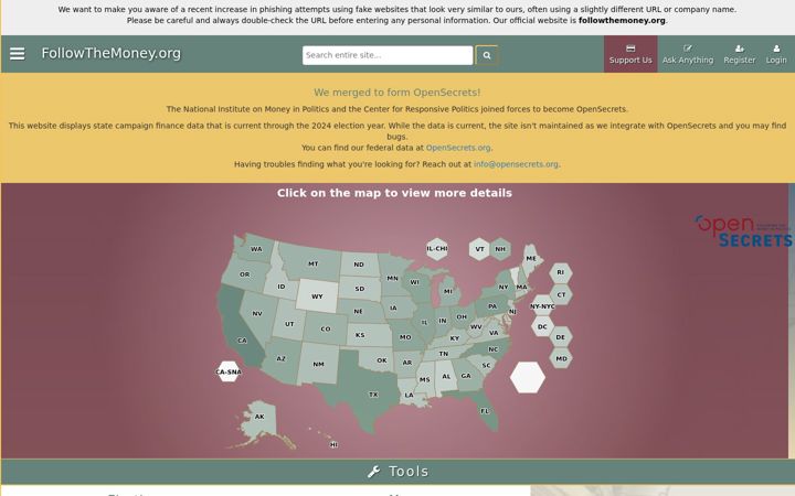 Screenshot of followthemoney.org
