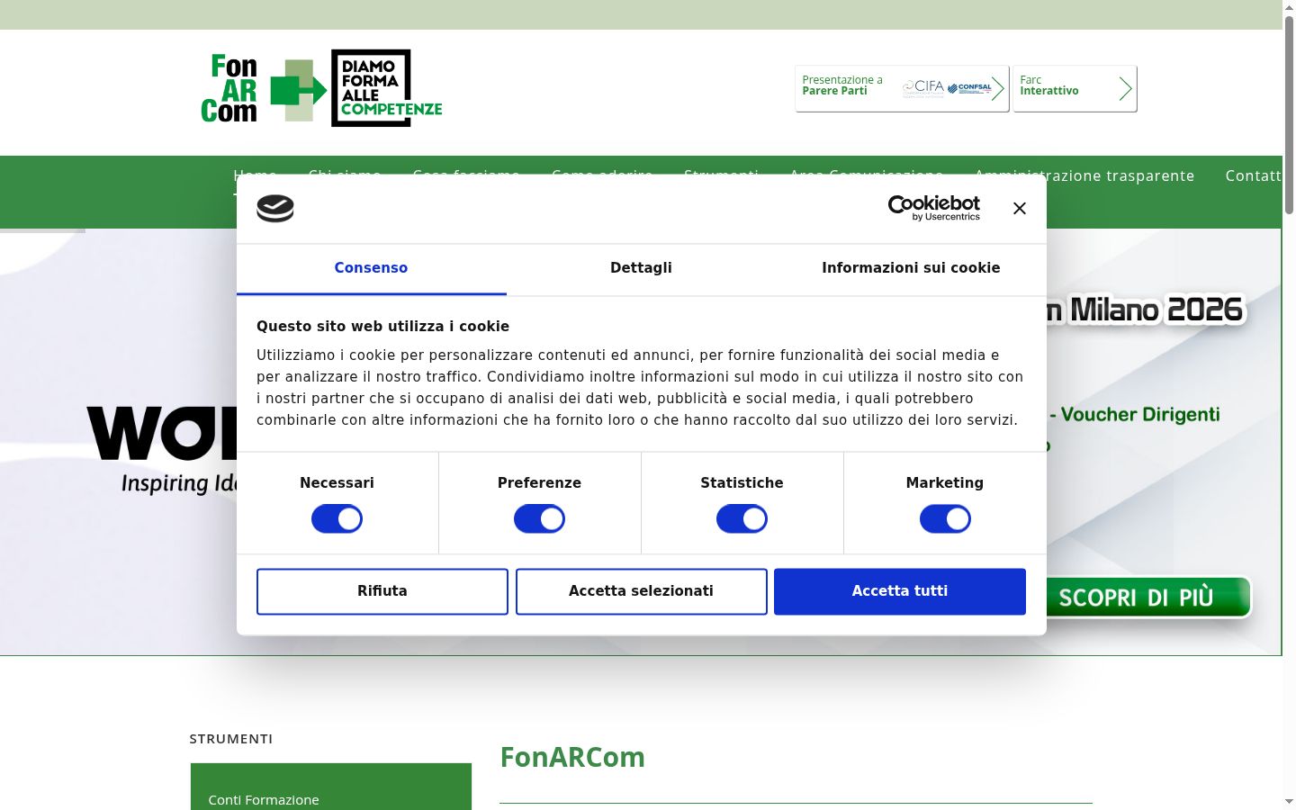 Captură de ecran a bannerului de consimțământ afișat înainte de orice interacțiune