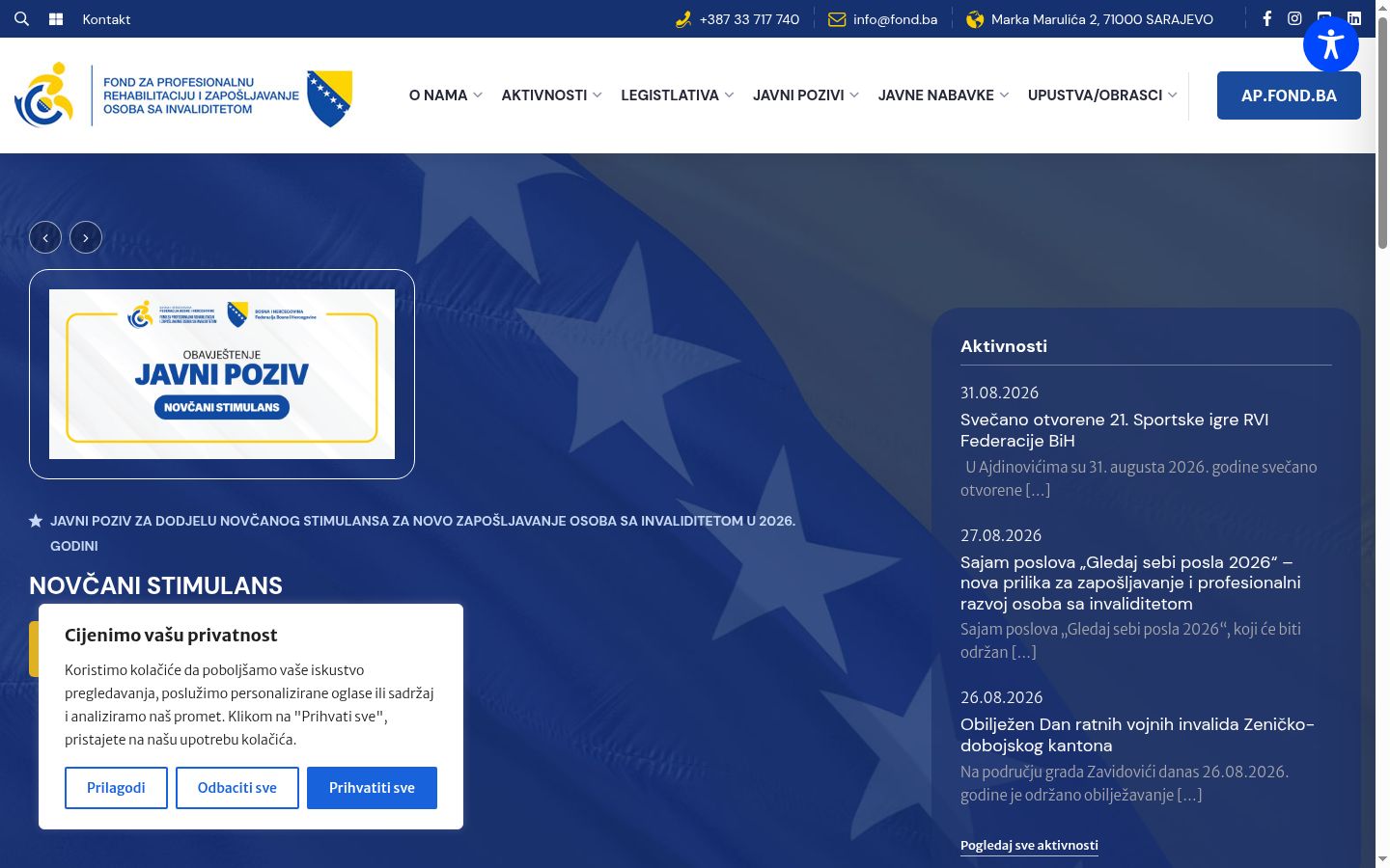 Screenshot of the consent banner shown before any interaction