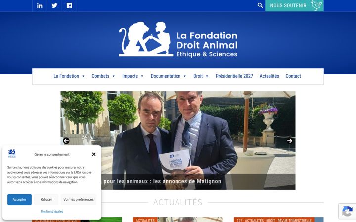 Screenshot of fondation-droit-animal.org