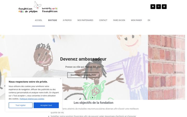 Screenshot of fondationailesdupapillon.com