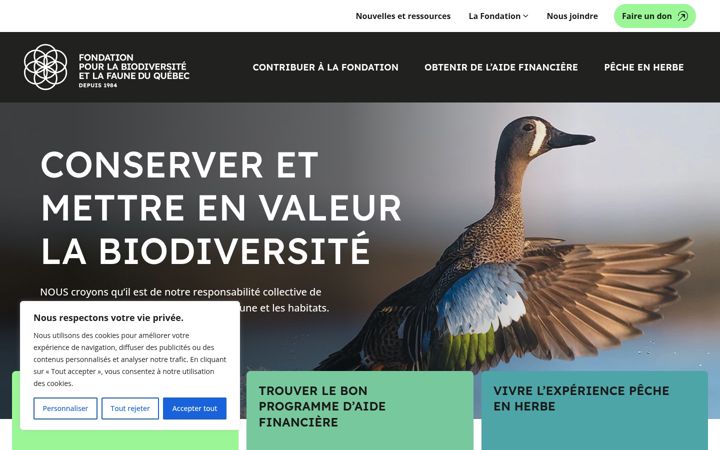 Snimka zaslona za fondationdelafaune.qc.ca
