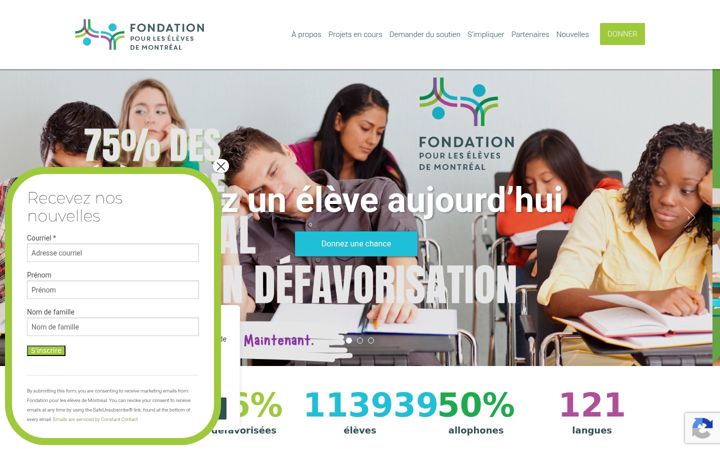Snimka zaslona za fondationelevesmtl.ca