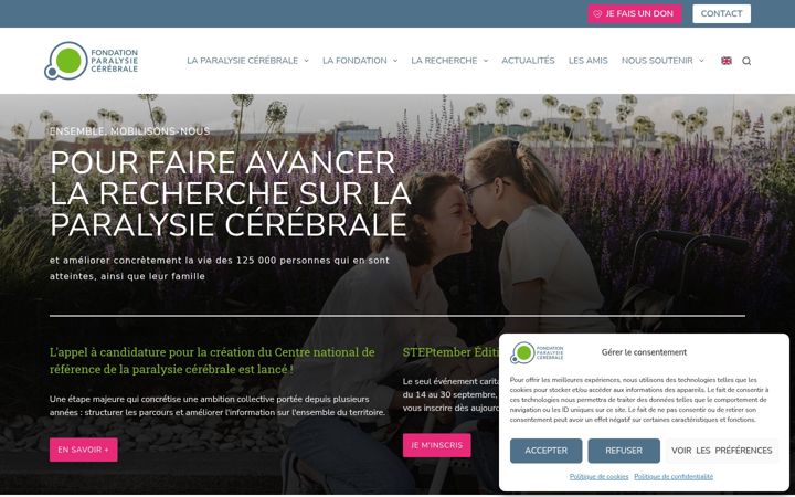 Screenshot of fondationparalysiecerebrale.org