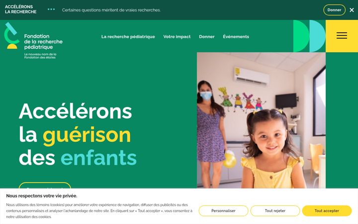 Screenshot of fondationrecherchepediatrique.ca
