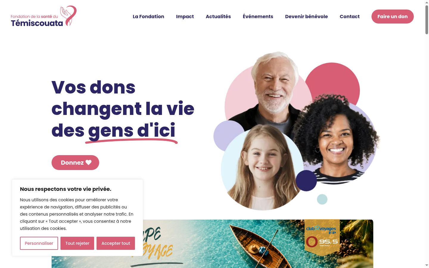 Captura de ecrã do banner de consentimento apresentado antes de qualquer interação