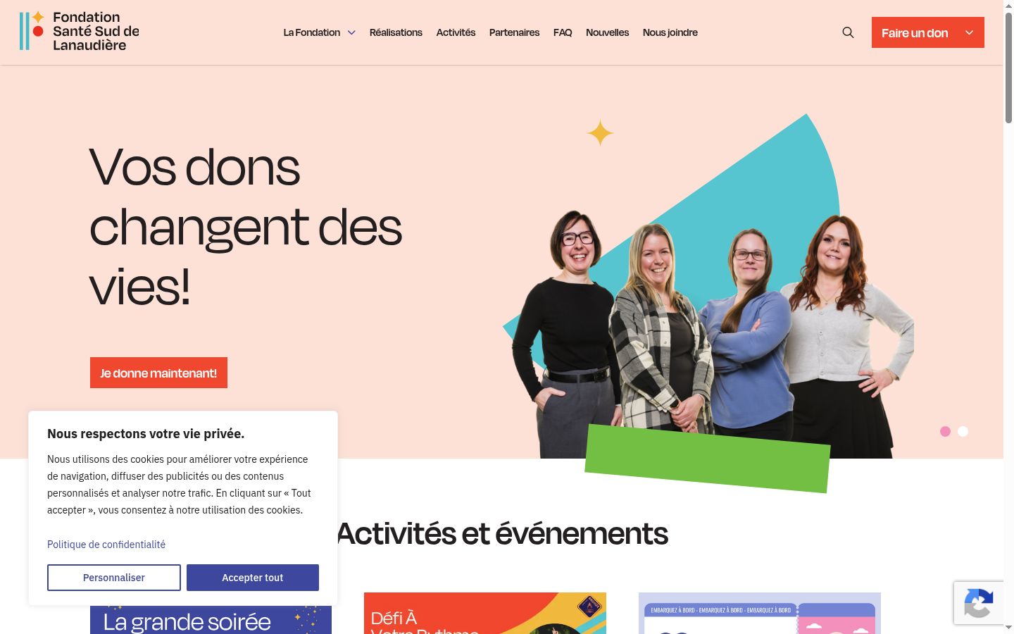 Capture d'écran de la bannière de consentement affichée avant toute interaction