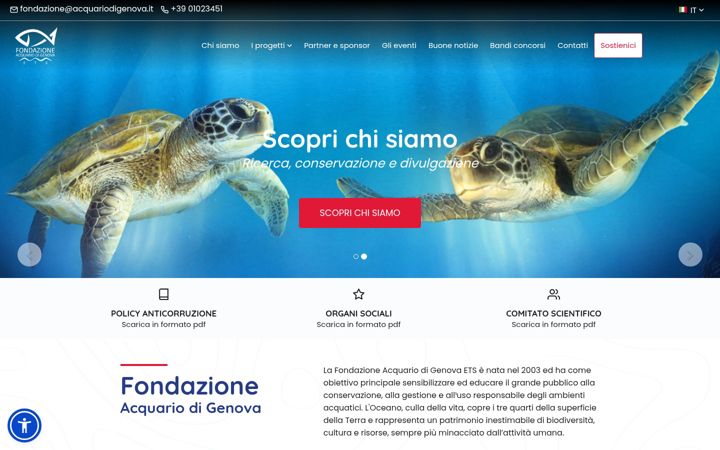 Captură de ecran a fondazioneacquariodigenova.it