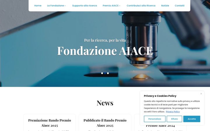 Snimka zaslona za fondazioneaiace.it