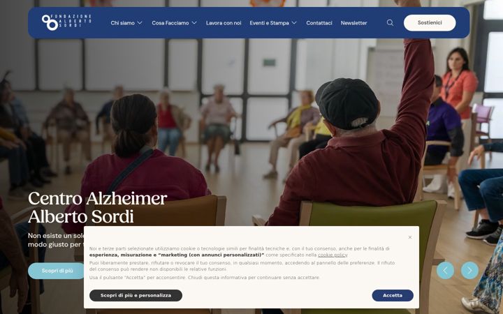 Captură de ecran a fondazionealbertosordi.it