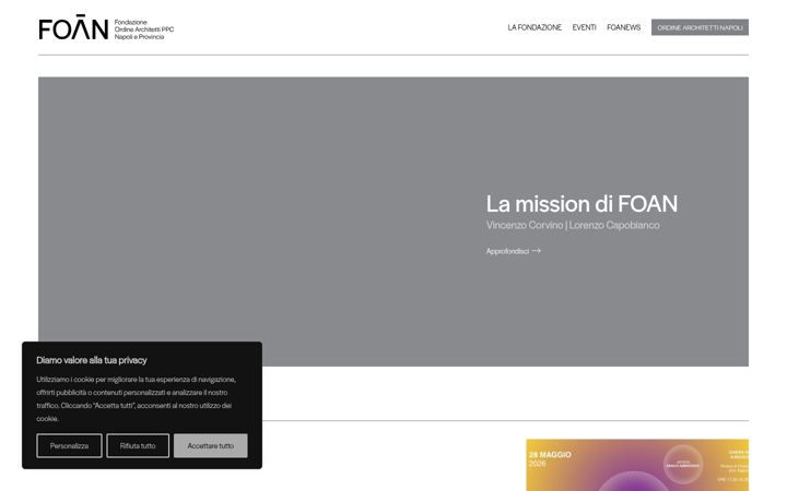 Screenshot of fondazionearchitettinapoli.org