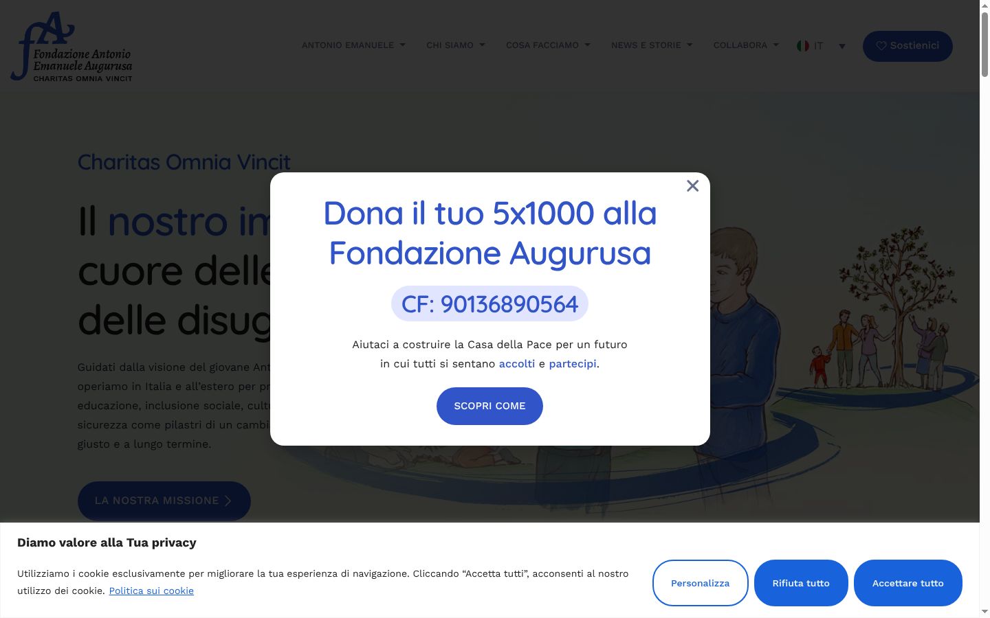 Captura de ecrã do banner de consentimento apresentado antes de qualquer interação
