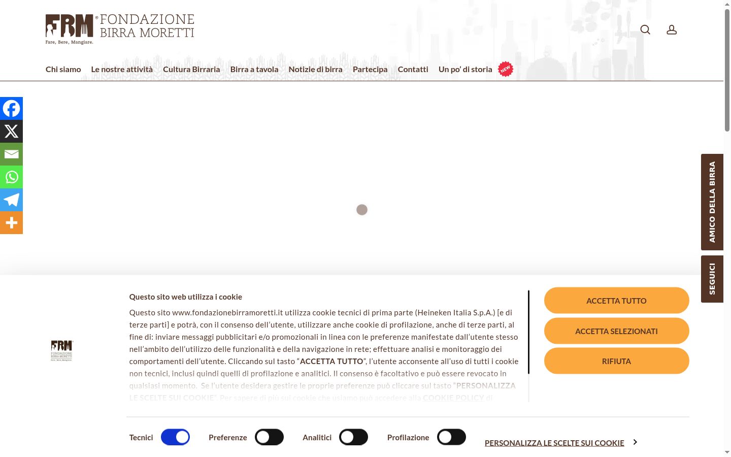 Captura de ecrã do banner de consentimento apresentado antes de qualquer interação