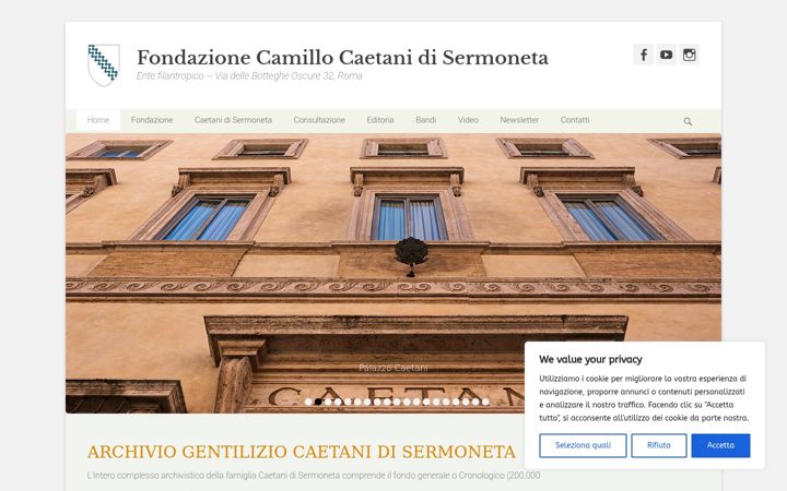 Screenshot of fondazionecamillocaetani.it
