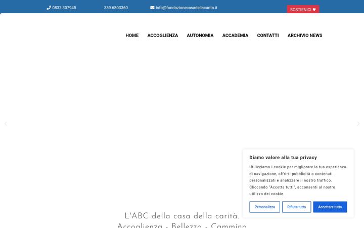 Screenshot van fondazionecasadellacarita.it