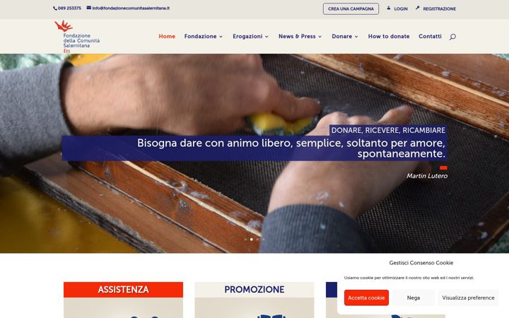 Screenshot of fondazionecomunitasalernitana.it