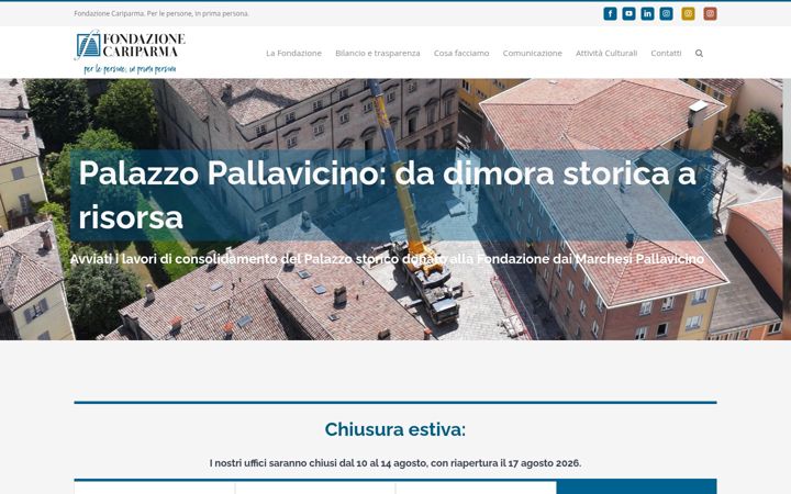 Snimka zaslona za fondazionecrp.it