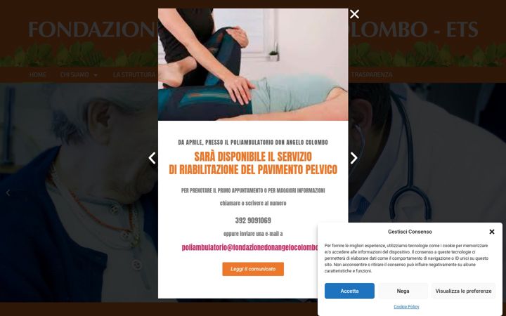 Snimka zaslona za fondazionedonangelocolombo.it