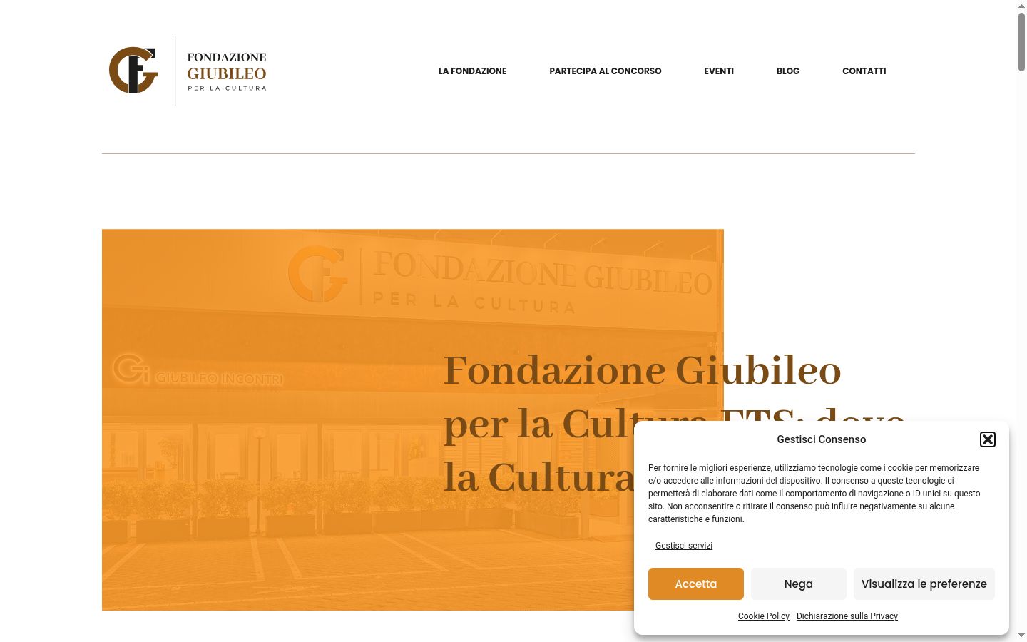 Screenshot del banner di consenso mostrato prima di qualsiasi interazione