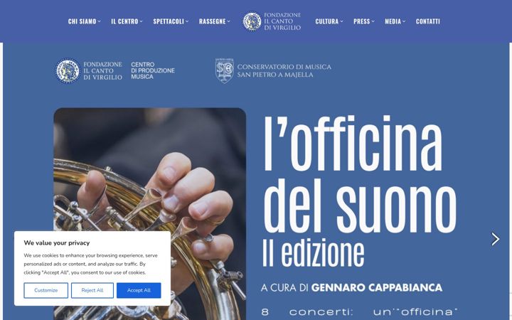 Screenshot of fondazioneilcantodivirgilio.it