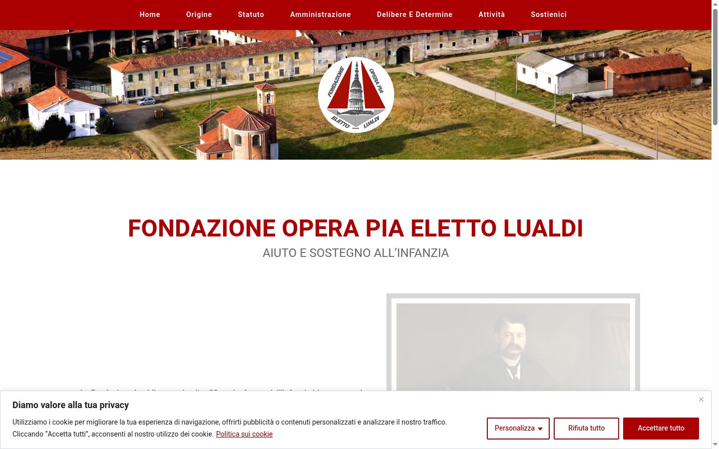 Screenshot del banner di consenso mostrato prima di qualsiasi interazione