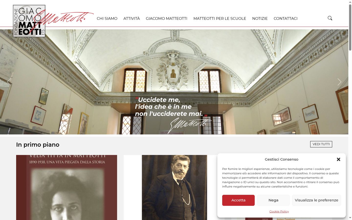 Screenshot del banner di consenso mostrato prima di qualsiasi interazione