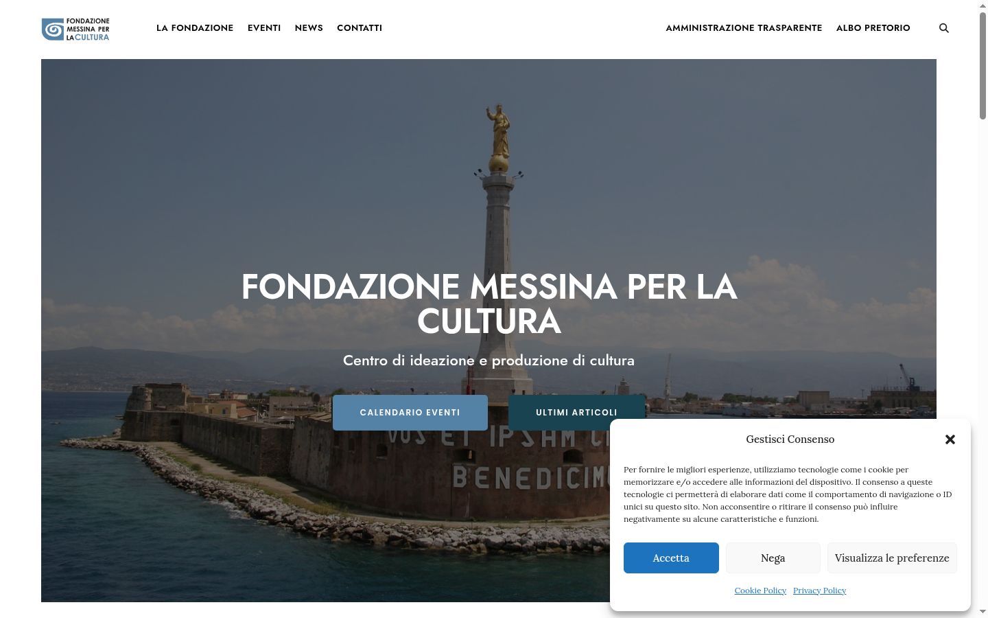 Screenshot del banner di consenso mostrato prima di qualsiasi interazione