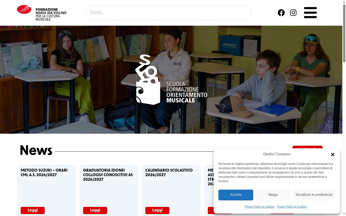 Screenshot del banner di consenso mostrato prima di qualsiasi interazione