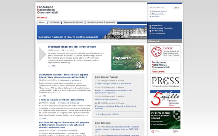 Screenshot ta' fondazionenazionalecommercialisti.it