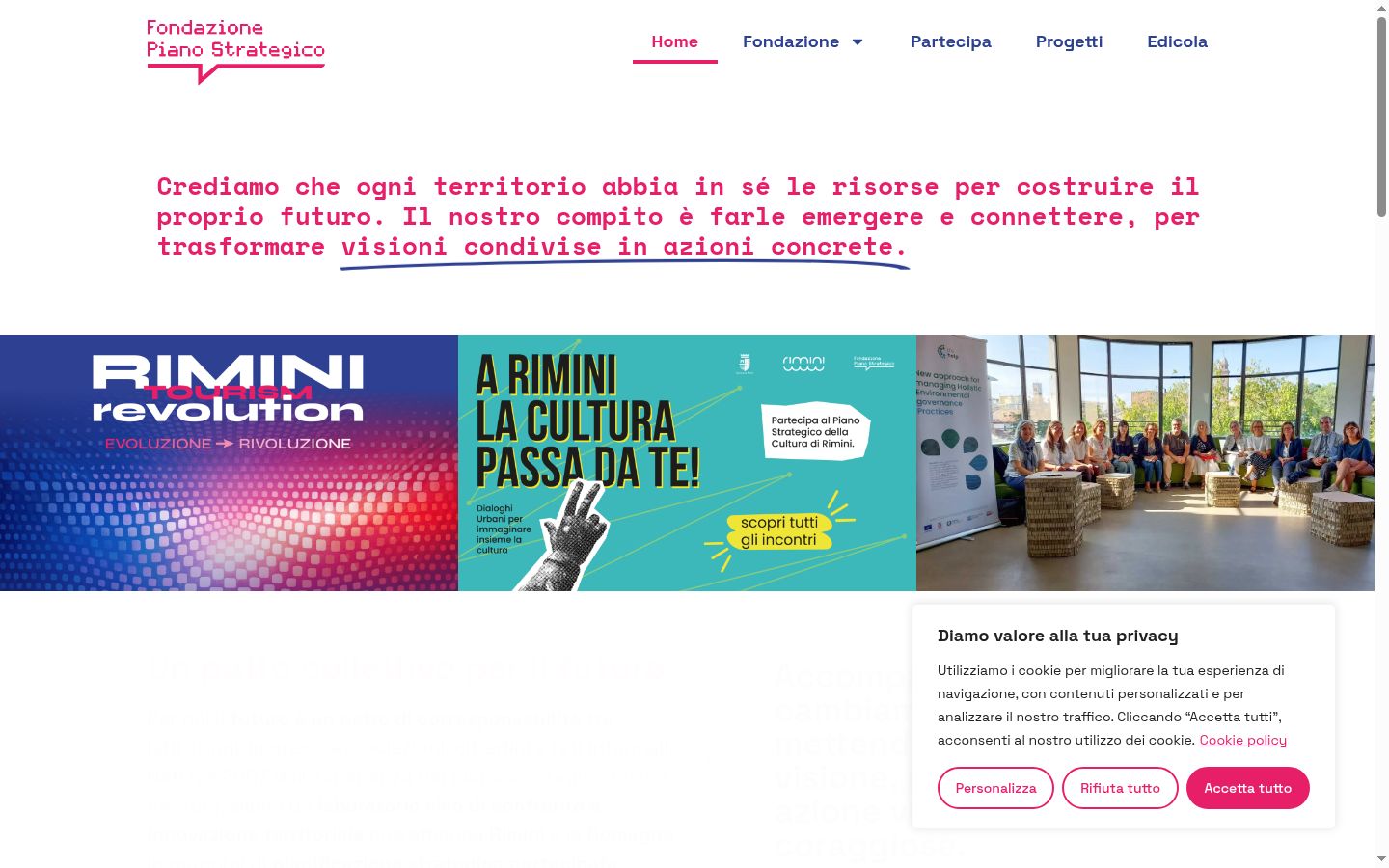 Screenshot del banner di consenso mostrato prima di qualsiasi interazione