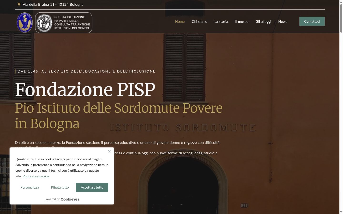 Screenshot del banner di consenso mostrato prima di qualsiasi interazione