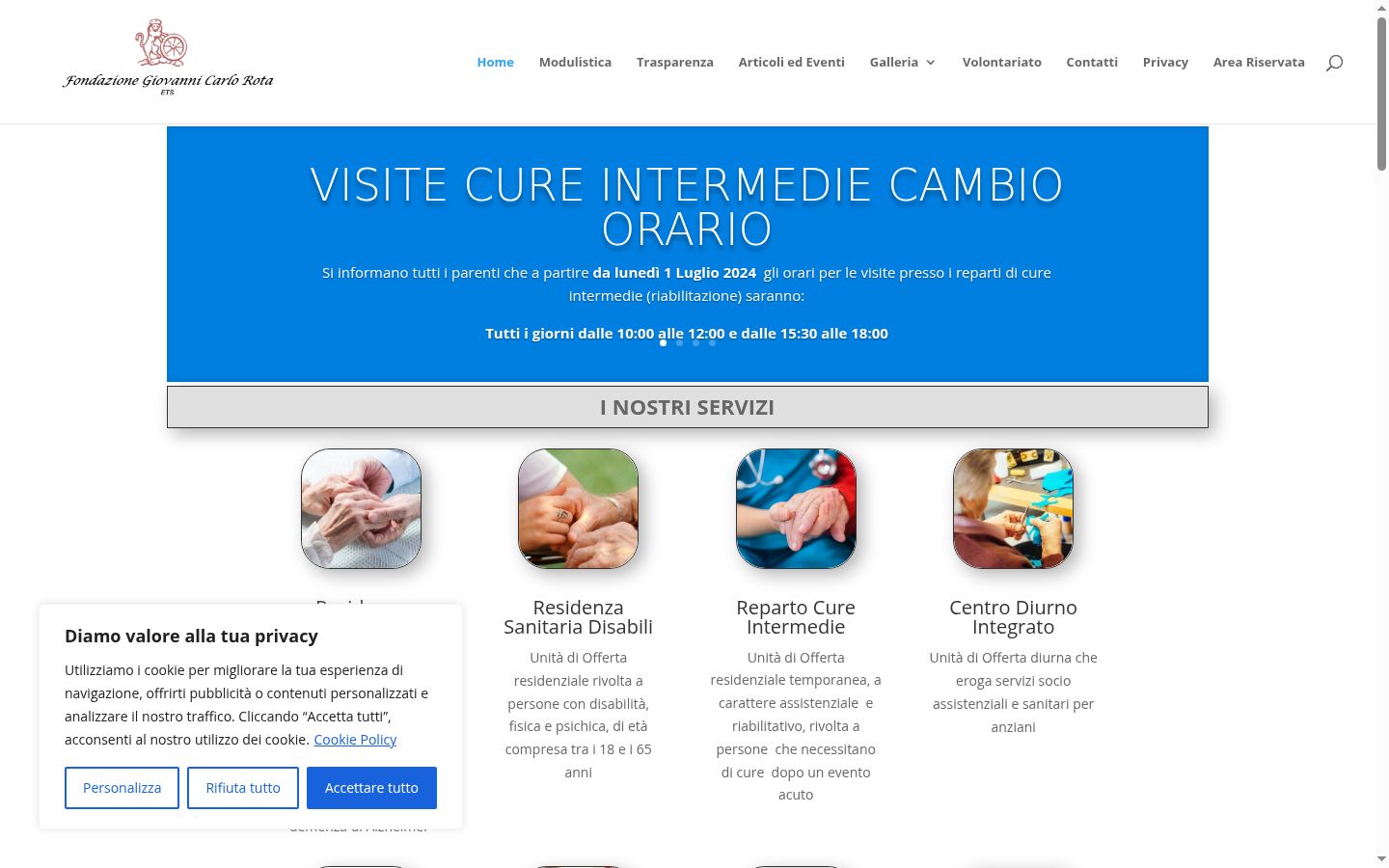 Screenshot del banner di consenso mostrato prima di qualsiasi interazione