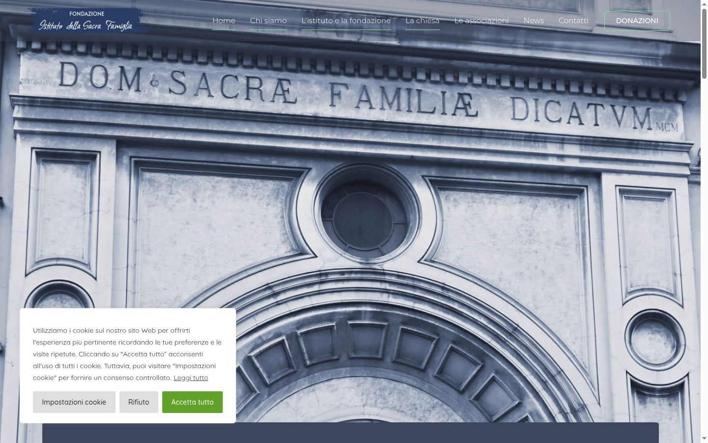 Screenshot del banner di consenso mostrato prima di qualsiasi interazione