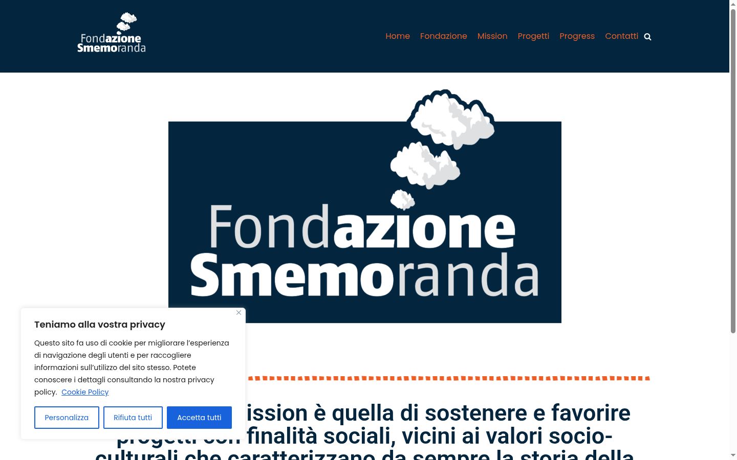 Screenshot del banner di consenso mostrato prima di qualsiasi interazione