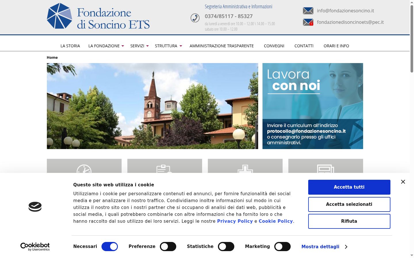 Screenshot del banner di consenso mostrato prima di qualsiasi interazione